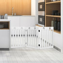 24" Folding Wooden Freestanding Dog Gate Pet Gate W/360° Flexible Hinge