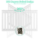 24" Folding Wooden Freestanding Dog Gate Pet Gate W/360° Flexible Hinge