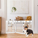 24" Folding Wooden Freestanding Dog Gate Pet Gate W/360° Flexible Hinge