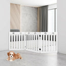 24" Folding Wooden Freestanding Dog Gate Pet Gate W/360° Flexible Hinge
