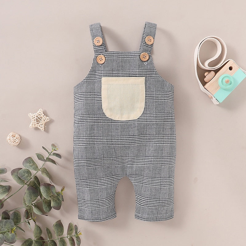 Baby Girls Boys Cloth Elastic Suspenders Pants Infant Cotton Overall Trousers Children Solid Color