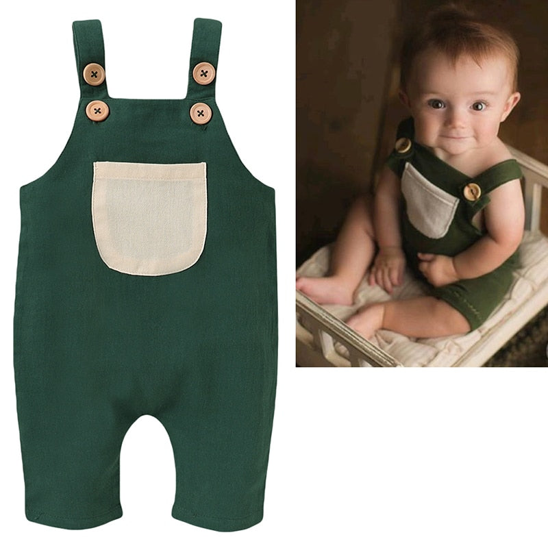 Baby Girls Boys Cloth Elastic Suspenders Pants Infant Cotton Overall Trousers Children Solid Color