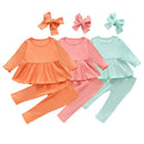 Autumn Baby Clothes Girls Solid Color Knitted Pit Strip Suit Baby Solid Color Suit New Arrival