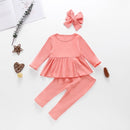 Autumn Baby Clothes Girls Solid Color Knitted Pit Strip Suit Baby Solid Color Suit New Arrival