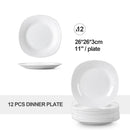 6/12-Piece Unbreakable Durable Opal Glass Dinner Plate Set Vegetables Pasta Elegant Plate Set
