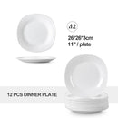 6/12-Piece Unbreakable Durable Opal Glass Dinner Plate Set Vegetables Pasta Elegant Plate Set