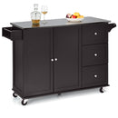Kitchen Island 2-Door Storage Cabinet Stainless Steel Top w/Drawers & Spice Rack HW64505