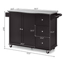 Kitchen Island 2-Door Storage Cabinet Stainless Steel Top w/Drawers & Spice Rack HW64505