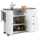 Kitchen Island 2-Door Storage Cabinet Stainless Steel Top w/Drawers & Spice Rack HW64505