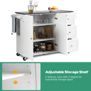 Kitchen Island 2-Door Storage Cabinet Stainless Steel Top w/Drawers & Spice Rack HW64505