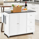 Kitchen Island 2-Door Storage Cabinet Stainless Steel Top w/Drawers & Spice Rack HW64505