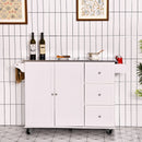 Kitchen Island 2-Door Storage Cabinet Stainless Steel Top w/Drawers & Spice Rack HW64505
