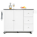 Kitchen Island 2-Door Storage Cabinet Stainless Steel Top w/Drawers & Spice Rack HW64505