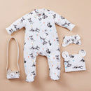 Girls Boys Jumpsuit Hat Headband  Baby Long Sleeve  Rompers Instagramable Outfits Set