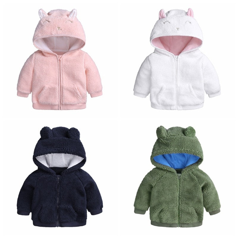 Baby Girl Winter Warm Clothes Ears Hoodie Coats Infant Toddler Jacket Outerwear Clothing Hot