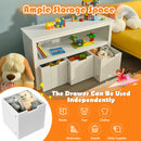 Petsjoy Kid Toy Storage Cabinet 3 Drawer Chest w/Wheels Large Storage Cube Shelf HW67310WH
