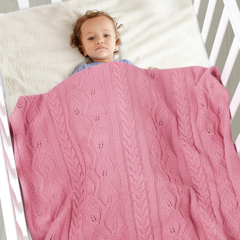 Newborn Baby Soft Warm Blankets Bedding Hollow Design Sleeping Swaddle Comfort Stroller