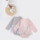Autumn Newborn Baby Girl Clothes Baby Girl's Long Sleeve Bodysuit Halter  Mesh Skirt Creeper