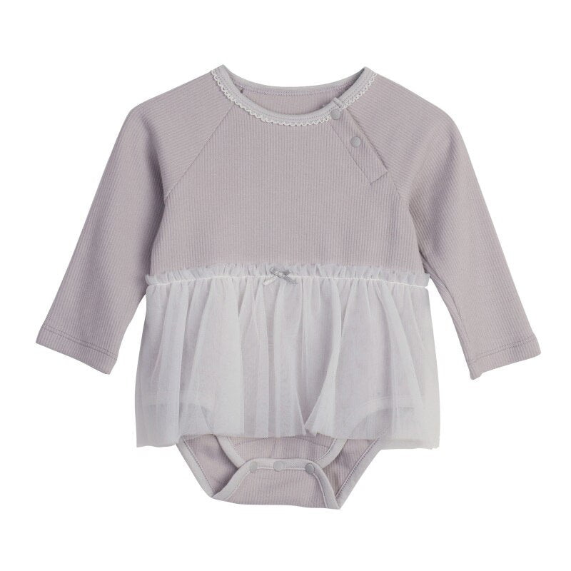 Autumn Newborn Baby Girl Clothes Baby Girl's Long Sleeve Bodysuit Halter  Mesh Skirt Creeper