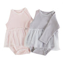 Autumn Newborn Baby Girl Clothes Baby Girl's Long Sleeve Bodysuit Halter  Mesh Skirt Creeper