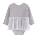 Autumn Newborn Baby Girl Clothes Baby Girl's Long Sleeve Bodysuit Halter  Mesh Skirt Creeper