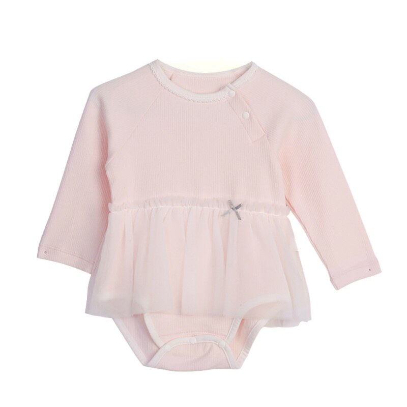 Autumn Newborn Baby Girl Clothes Baby Girl's Long Sleeve Bodysuit Halter  Mesh Skirt Creeper