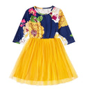 Autumn Mom Daughter Long-Sleeved Print Floral Dress Baby Romper Family Matching Clothes