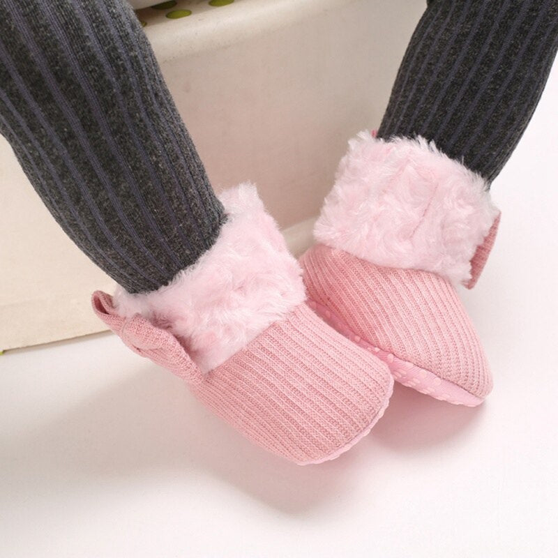 Baby Girls Shoes Soft Sole Bootie Bow Shoes Winter Warm Snow Boot Shoes 0-18M
