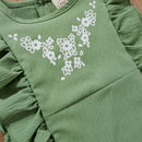 Spring Autumn Clothes Baby Girl Print Sleeveless One-piece Romper Green