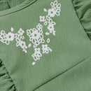 Spring Autumn Clothes Baby Girl Print Sleeveless One-piece Romper Green