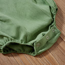 Spring Autumn Clothes Baby Girl Print Sleeveless One-piece Romper Green