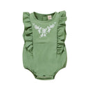 Spring Autumn Clothes Baby Girl Print Sleeveless One-piece Romper Green