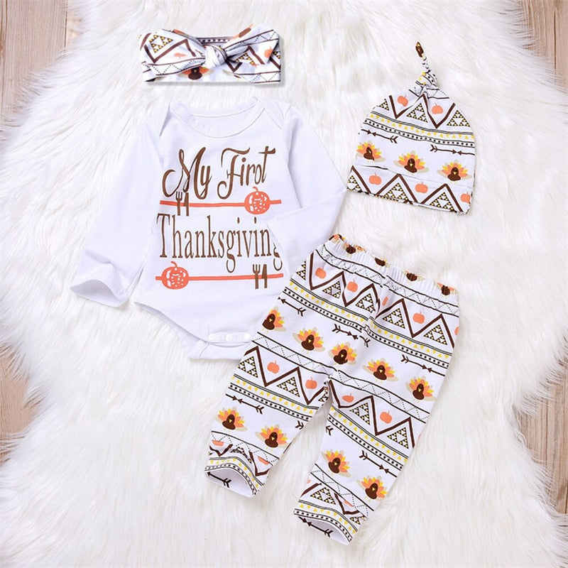 Spring Autumn Clothes Baby Girls Boys Clothes My 1st Thanksgiving Outfits Infant Long Sleeve