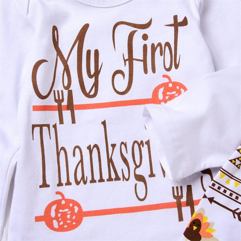 Spring Autumn Clothes Baby Girls Boys Clothes My 1st Thanksgiving Outfits Infant Long Sleeve