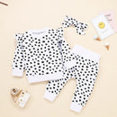 Spring Autumn Clothes Girl Set Leopard Top Jacket Trousers Hair Decoration Three Sets