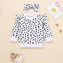 Spring Autumn Clothes Girl Set Leopard Top Jacket Trousers Hair Decoration Three Sets