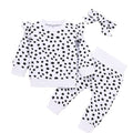 Spring Autumn Clothes Girl Set Leopard Top Jacket Trousers Hair Decoration Three Sets