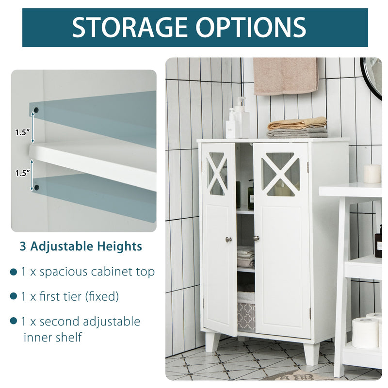Bathroom Cabinet FreeStanding Wooden Storage Home Furniture w/ Doors HW66505