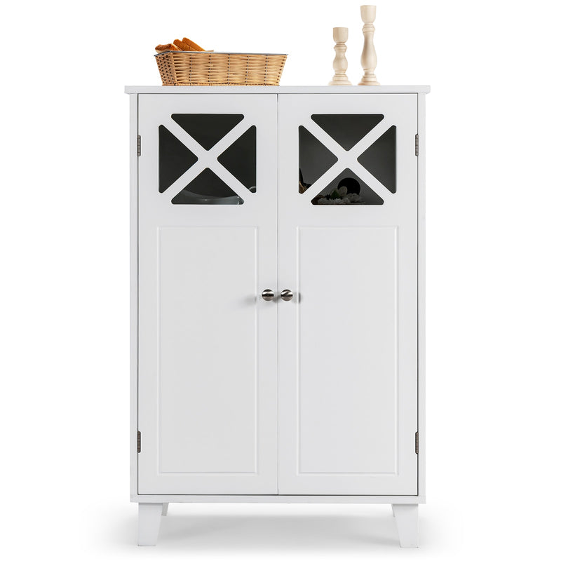 Bathroom Cabinet FreeStanding Wooden Storage Home Furniture w/ Doors HW66505