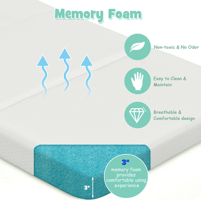 Tri-Fold Pack n Play Mattress Pad Foldable Crib Mattress Soft Memory Foam HT1146