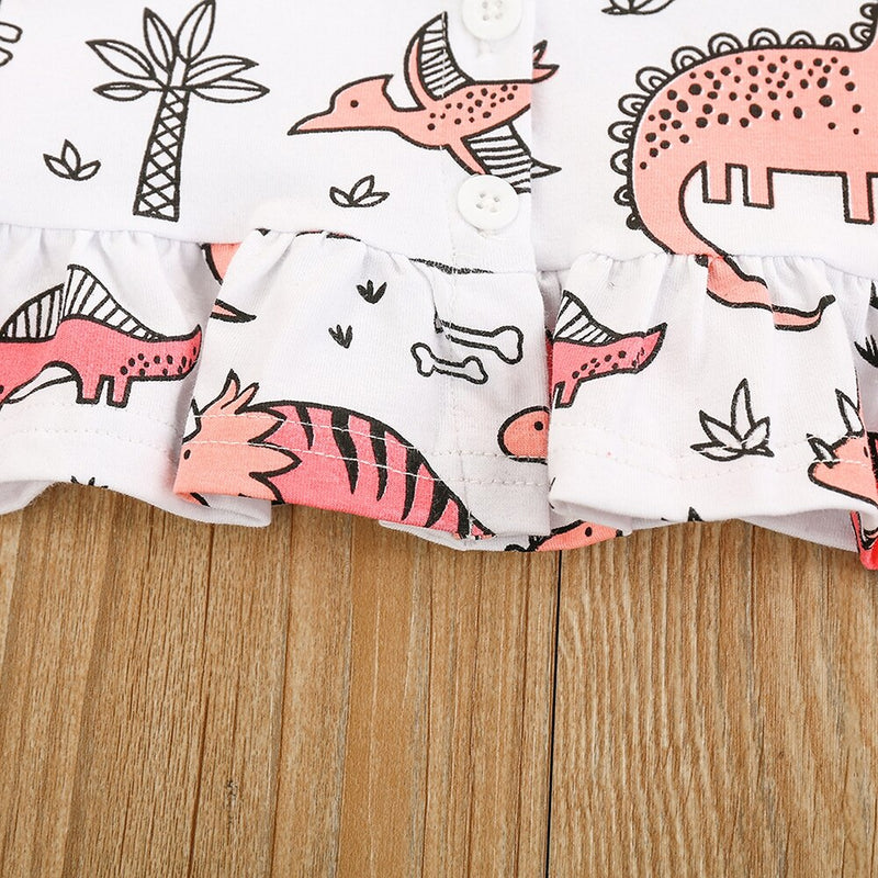 Children Girls Sweet Cotton Suit Printing Top + Denim Shorts Gift Hair Band 140 Yards Summer