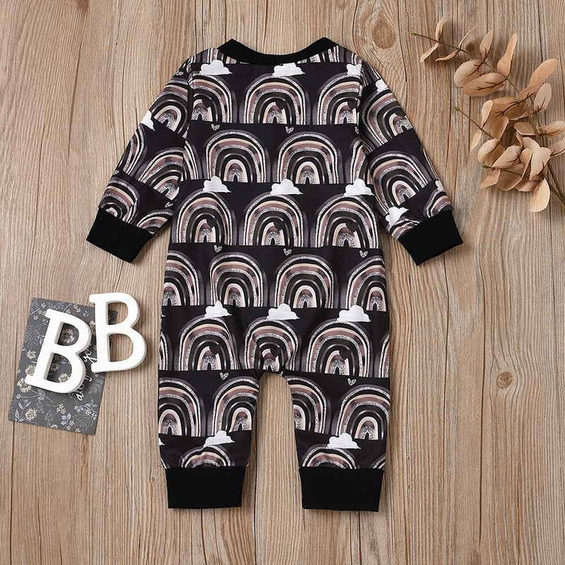 One Piece Spring Autumn Outfits Infant Newborn Baby Girls Boys Rainbow Romper Long Sleeve