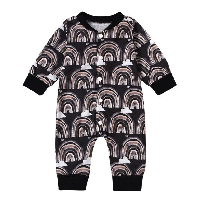 One Piece Spring Autumn Outfits Infant Newborn Baby Girls Boys Rainbow Romper Long Sleeve