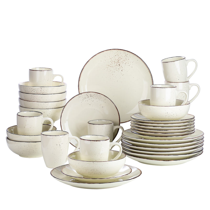 32-Piece Vintage Look Dinner Set Stoneware Ceramic Tableware Set