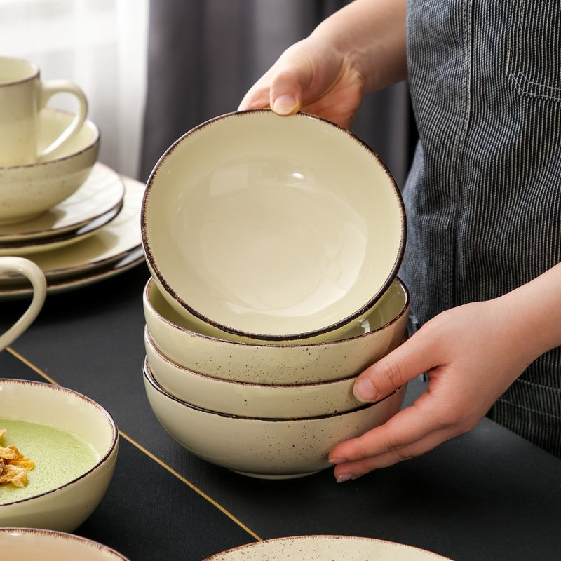 32-Piece Vintage Look Dinner Set Stoneware Ceramic Tableware Set