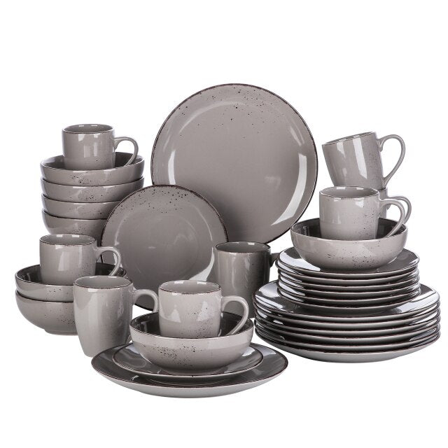 32-Piece Vintage Look Dinner Set Stoneware Ceramic Tableware Set