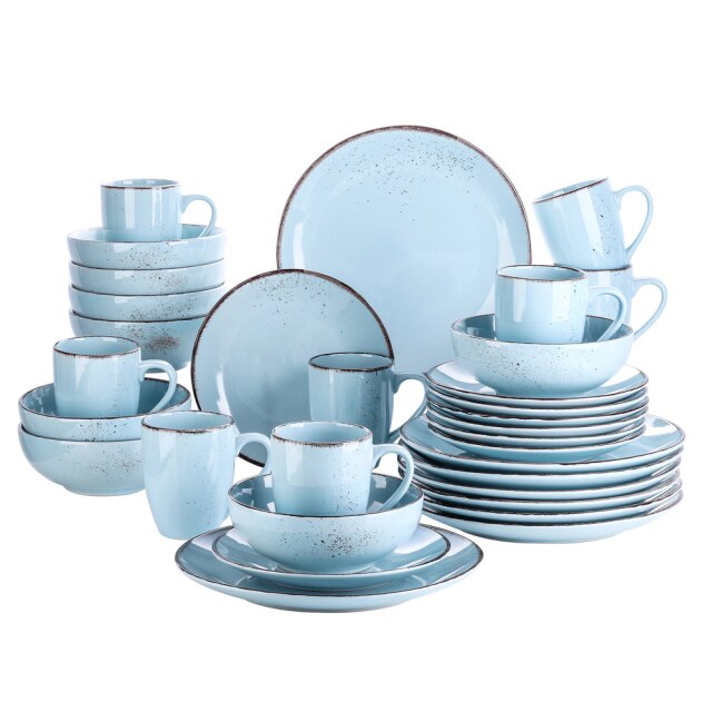 32-Piece Vintage Look Dinner Set Stoneware Ceramic Tableware Set