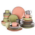 32-Piece Vintage Look Dinner Set Stoneware Ceramic Tableware Set