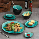 Aqua 11-Piece Pottery Stoneware Vintage Ceramic Dinner Set