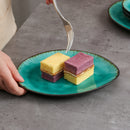 Aqua 11-Piece Pottery Stoneware Vintage Ceramic Dinner Set